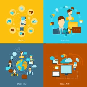 Chat icons flat Stock Illustration
