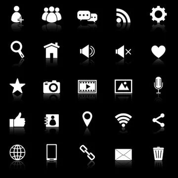 Chat icons with reflect on black background Stock Illustration