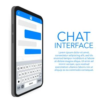 Chat Interface Application with Dialogue window. Clean Mobile UI Design Conce Ilustração Stock