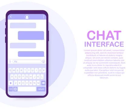 Chat Interface Application with Dialogue window. Clean Mobile UI Design Conce Stock Illustration