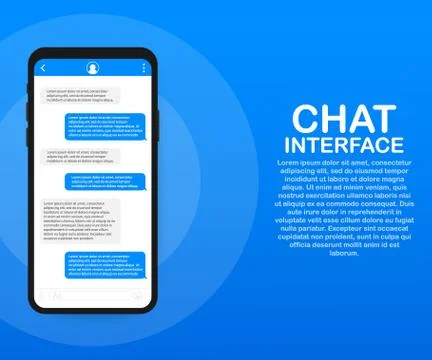 Chat Interface Application with Dialogue window. Clean Mobile UI Design Conce Stock Illustration