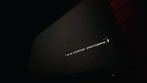 Chat Interface with Artificial Intelligence on Computer Monitor Stock Footage 334728589