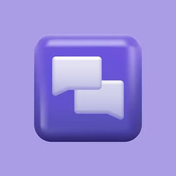 Chat Isolated 3D Icon. Messaging Purple App Button Illustrazione stock