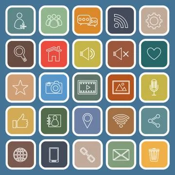 Chat line flat icons on blue background Stock Illustration