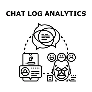 Chat log analytics concept analyzing customer sentiment data イラスト素材