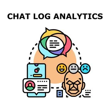 Chat log analytics concept analyzing customer sentiment data 库存插图