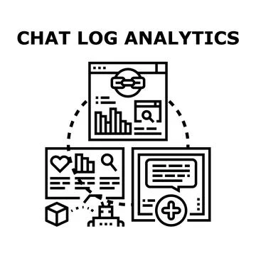 Chat log analytics concept collecting data processing Stock Illustration