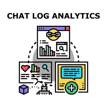 Chat log analytics concept collecting data processing Stock Illustration