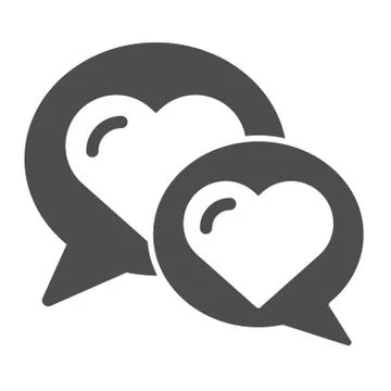 Chat for love solid icon. Speech bubble with heart vector illustration isolated Stock Illustration