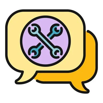 Chat message bubble showing technical support tools Illustrazione stock