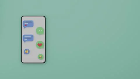 Chat message bubble on smartphone 3D render illustration Stock Illustration