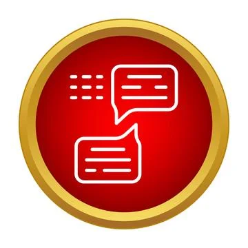 Chat message bubbles communicating in a red button 库存插图