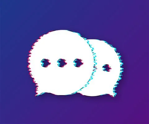Chat Message Bubbles glitch icon on white background. Vector stock illustration. 스톡 일러스트