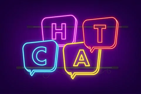 Chat Message Bubbles neon icon on white background. Vector stock illustration Stock-Illustration