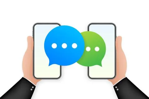 Chat Message Bubbles on smartphone screen. Social network. Messaging. Vector  Stock Illustration