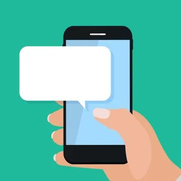 Chat message bubbles on smartphone screen, social networ concept. Vector illu 스톡 일러스트