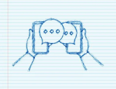 Chat Message Bubbles on smartphone screen. sketch icon. Social network Stock-Illustration