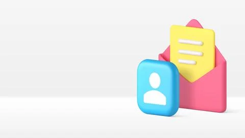 Chat message contact correspondence remotely communication 3d icon realisti.. Stock Illustration