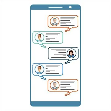 Chat message conversation vector illustration. Chat popup inside a mobile des Stock Illustration