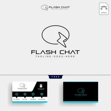 Chat message with flash logo template and business card Stock Illustration