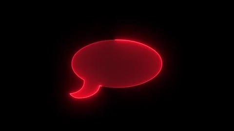 Chat message icon glowing neon red color animation black background Stock Footage 265668067