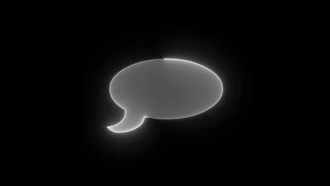 Chat message icon glowing neon white color animation black background Stock Footage 265668071