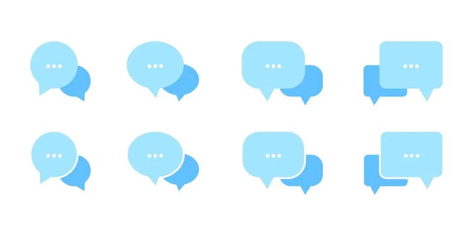 Chat message icon set. Chat speech bubble. Social media message. Vector Illustrazione stock