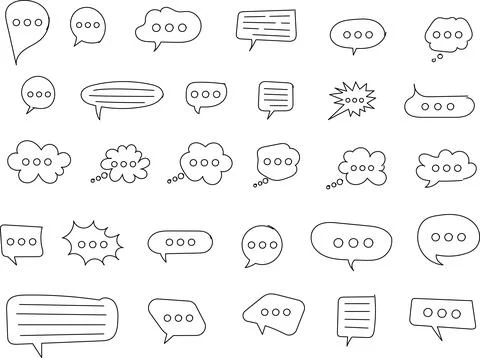 Chat Message Line Icon Set. Speech Bubble, Dialogue, chatting box, message Stock Illustration