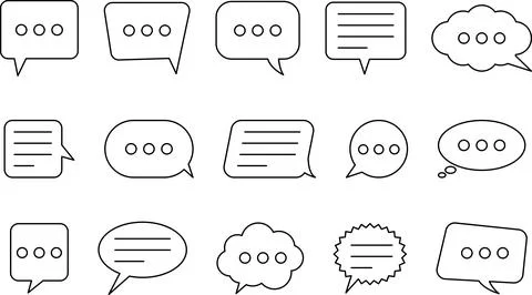 Chat Message Line Icon Set. Speech Bubble, Dialogue, chatting, message box icon Stock Illustration