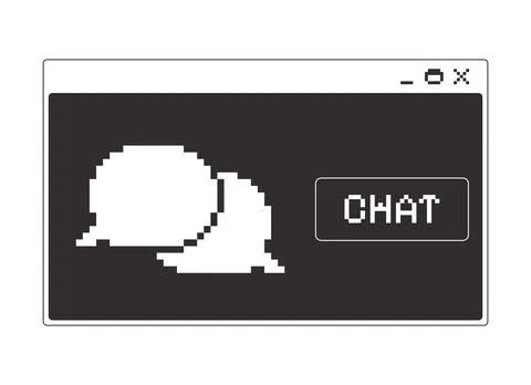 Chat message monochrome pixel pop-up window Stock Illustration
