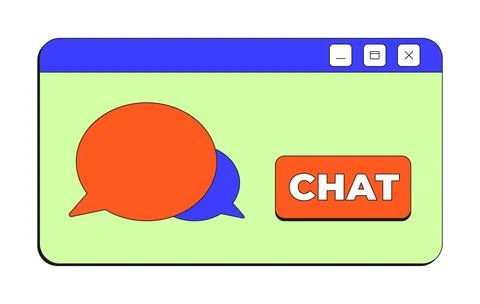 Chat message neo brutalism pop-up UI window Illustrazione stock