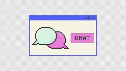 Chat message pixel art pop-up window UI overlay animation Stock Footage 333308798