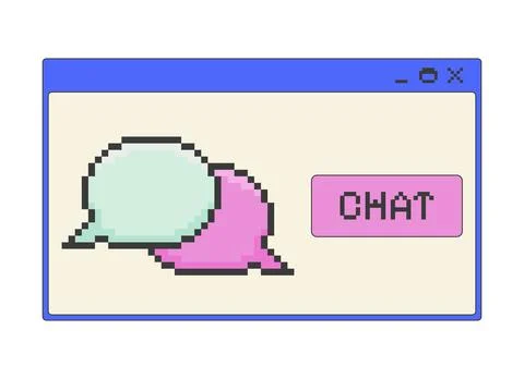 Chat message pixel art popup window UI overlay Stock Illustration