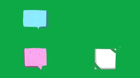 Chat Message Pixel Box animation on green screen comic pop art bubble overlay Stock Footage 334704469