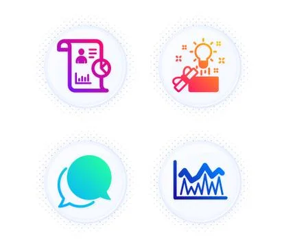 Chat message, Report and Creative idea icons set. Investment sign. Speech bubble Stock Illustration