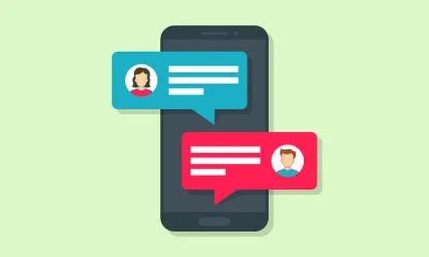 Chat message vector notifications in phone Illustrazione stock