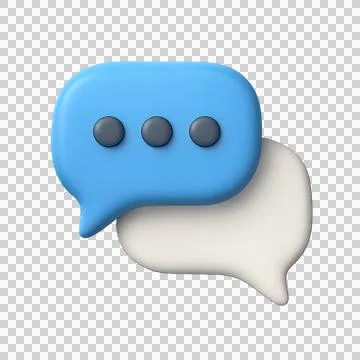 Chat messages 3D icon blue and white speech bubbles Stock Illustration