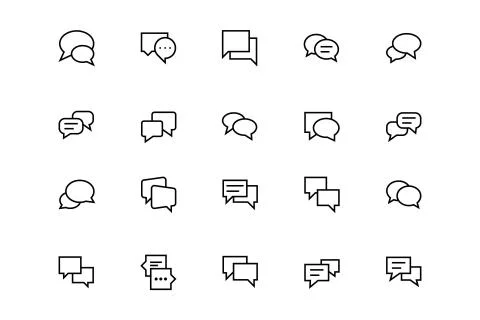 Chat Messages Line Vector Icons Collection Stock Illustration