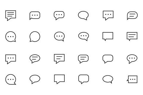 Chat Messages Line Vector Icons Stock Illustration