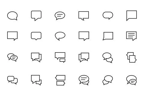 Chat Messages Line Vector Icons Set Stock Illustration