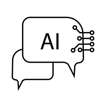 Chat messenger robot powered by artificial intelligence simple line drawing Stock Illustration