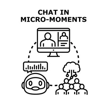 Chat in micro moments with artificial intelligence and video calls 库存插图