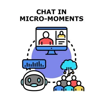 Chat in micro moments with artificial intelligence and video calls Stock Illustration