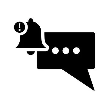 Chat notification icon. Black vector design. Stock Illustration