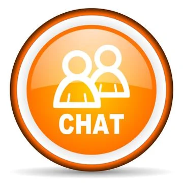 Chat orange glossy circle icon on white background Stock-Illustration