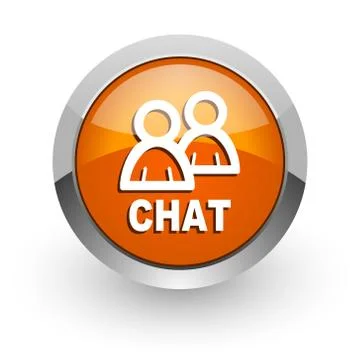 Chat orange glossy web icon Stock Illustration