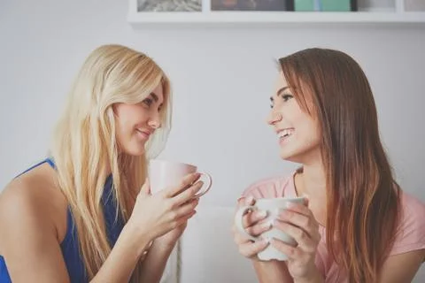 Chat over cup of tea Foto stock