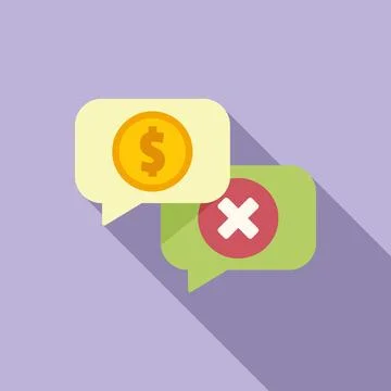 Chat payment error icon flat vector. Cancel card 스톡 일러스트
