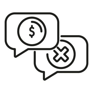 Chat payment error icon outline vector. Cancel card Illustrazione stock