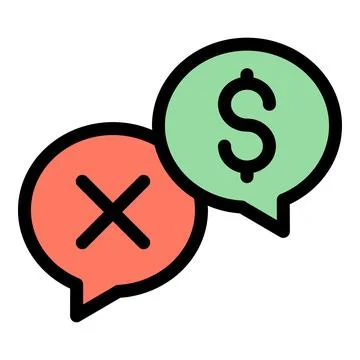 Chat payment rejection icon vector flat Illustration